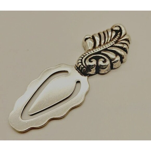 Brighton SILVER Tone Book LEAF Bookmark Clip Page Marker Ornate Retired - Picture 4 of 5